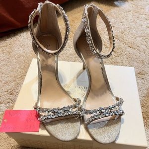 JEWEL BADGLEY MISCHKA Caroline Embellished Ankle-Strap Evening Sandals size 11